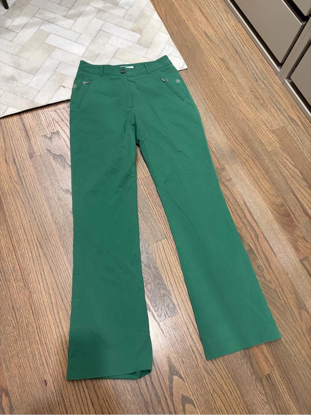 CHANEL Green High-Waist Trousers